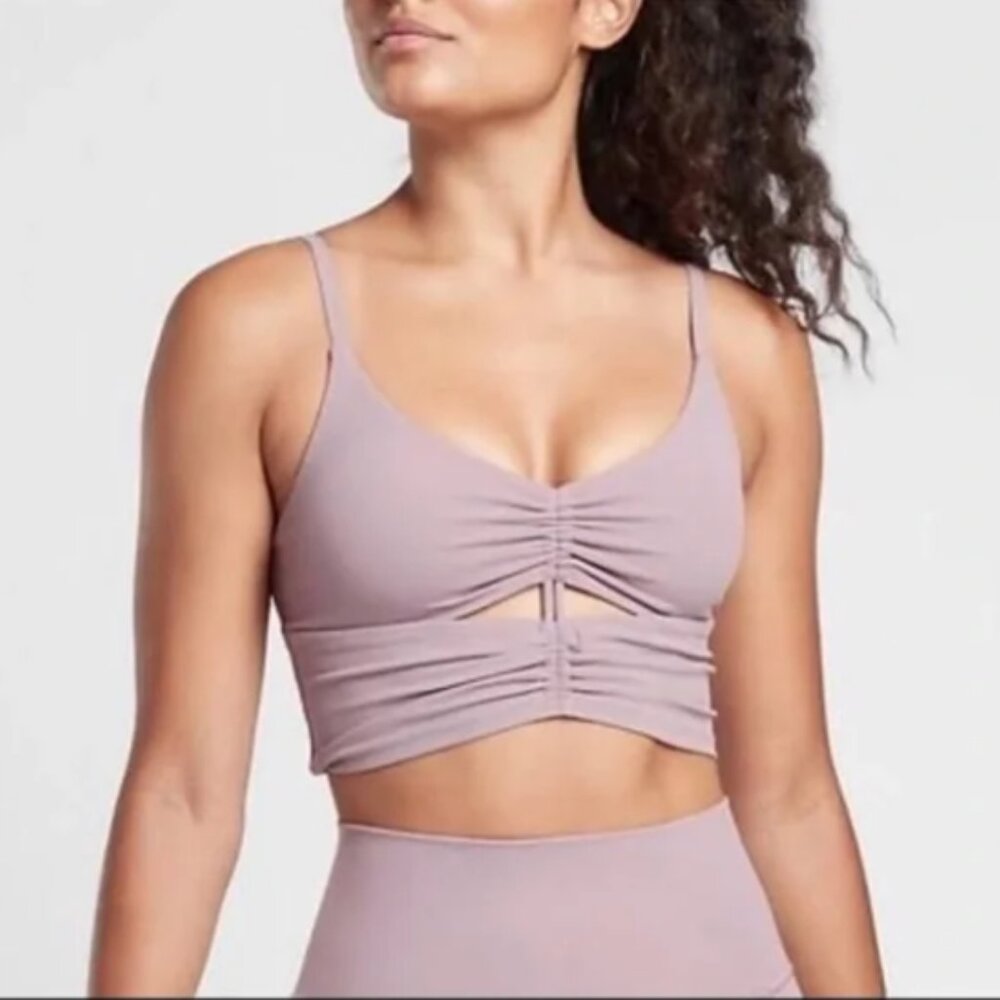 Athleta Cinch Longline Bra D-DD in Mauve / Size L